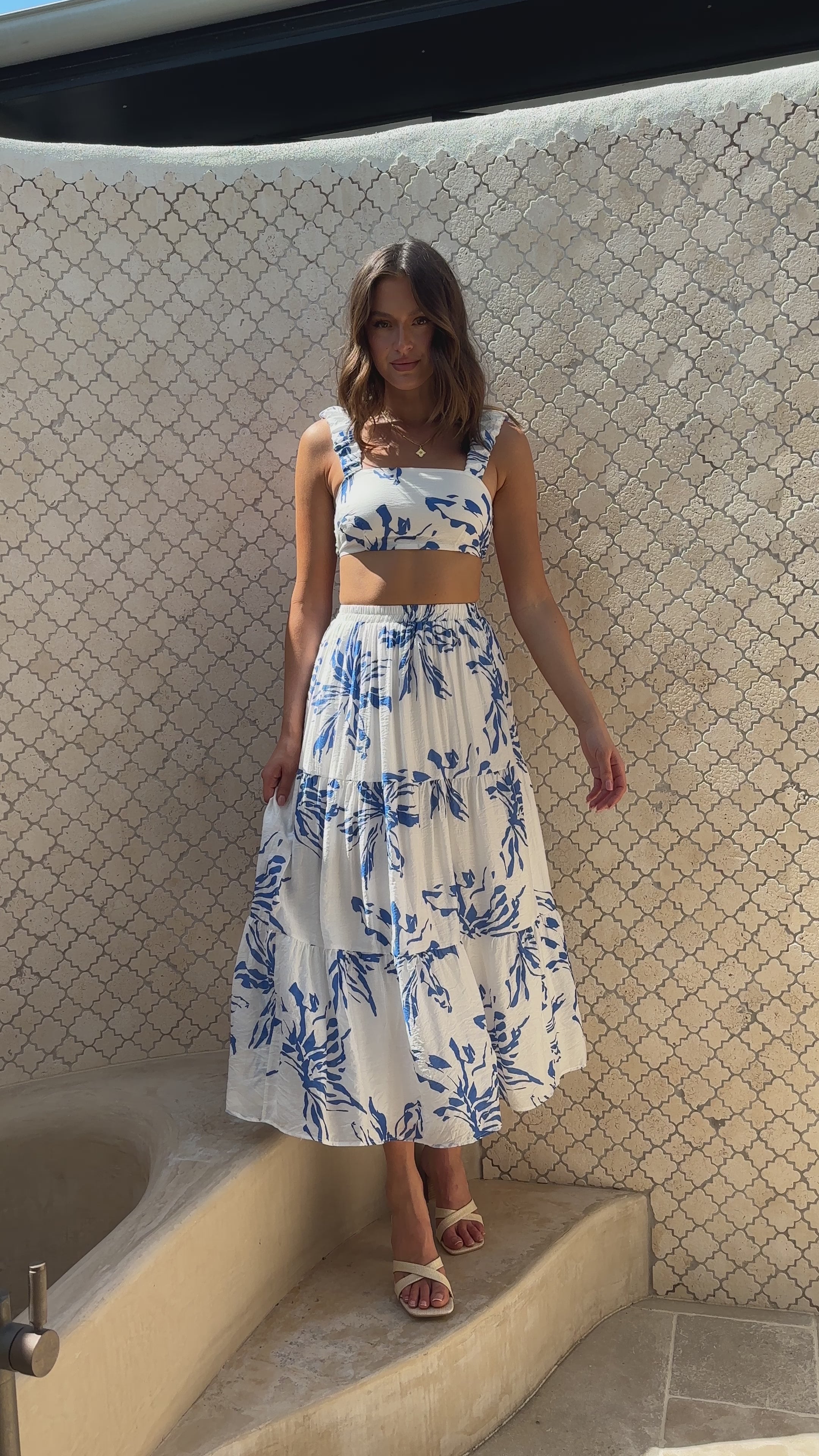Adaya Crop Top - Blue/White
