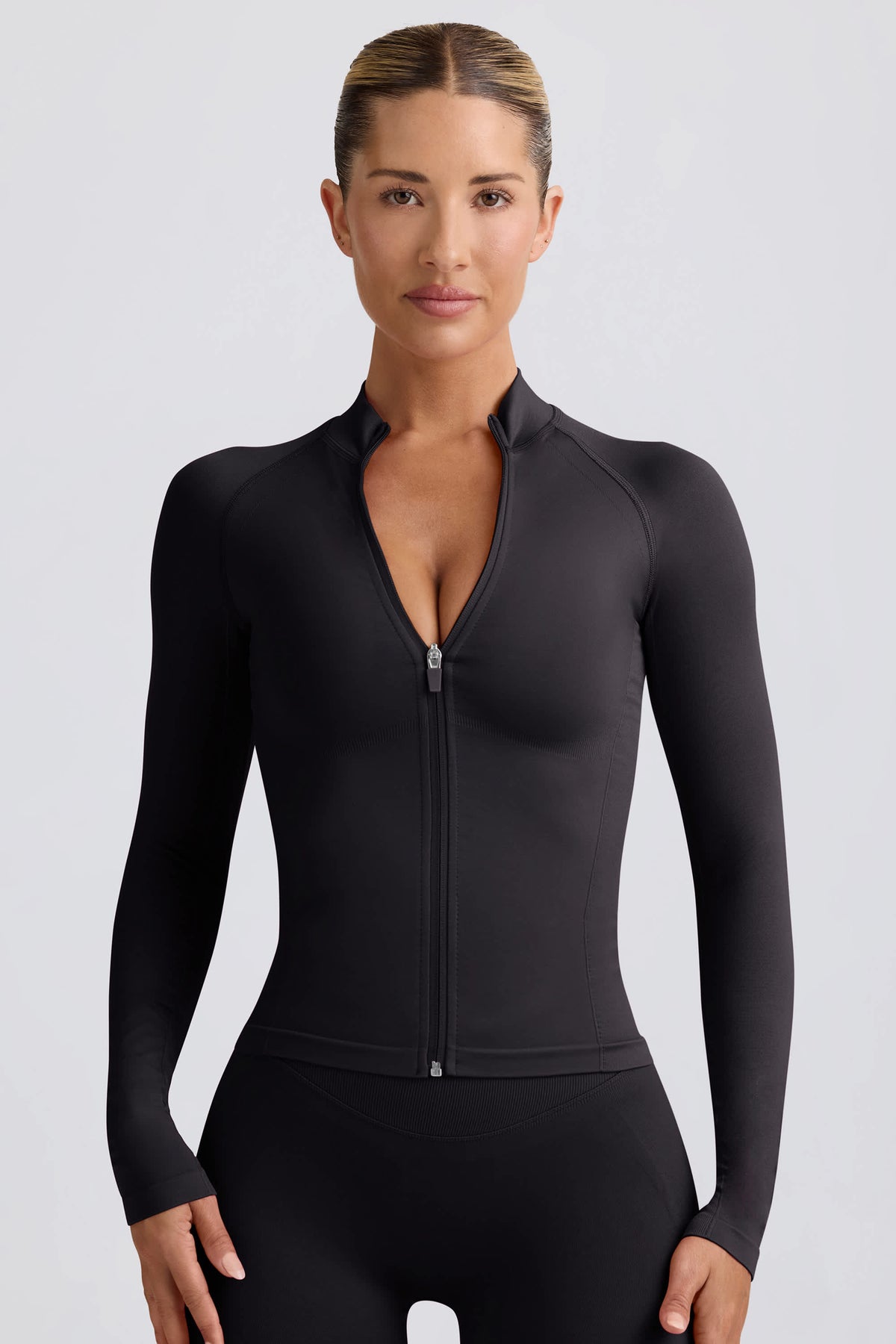 Define Luxe Zip-Up Jacket in Black
