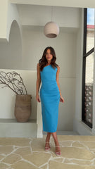 Alaina Midi Dress - Azure Blue