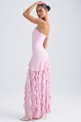 Diletta-Ruffle-Trim Strapless Gown in Light Pink