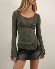 Green Floral See Through Tee