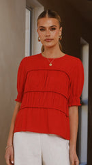Kai Short Sleeve Top - Red