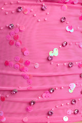Liana-Embellished Cut-Out Halterneck Top in Bubblegum Pink