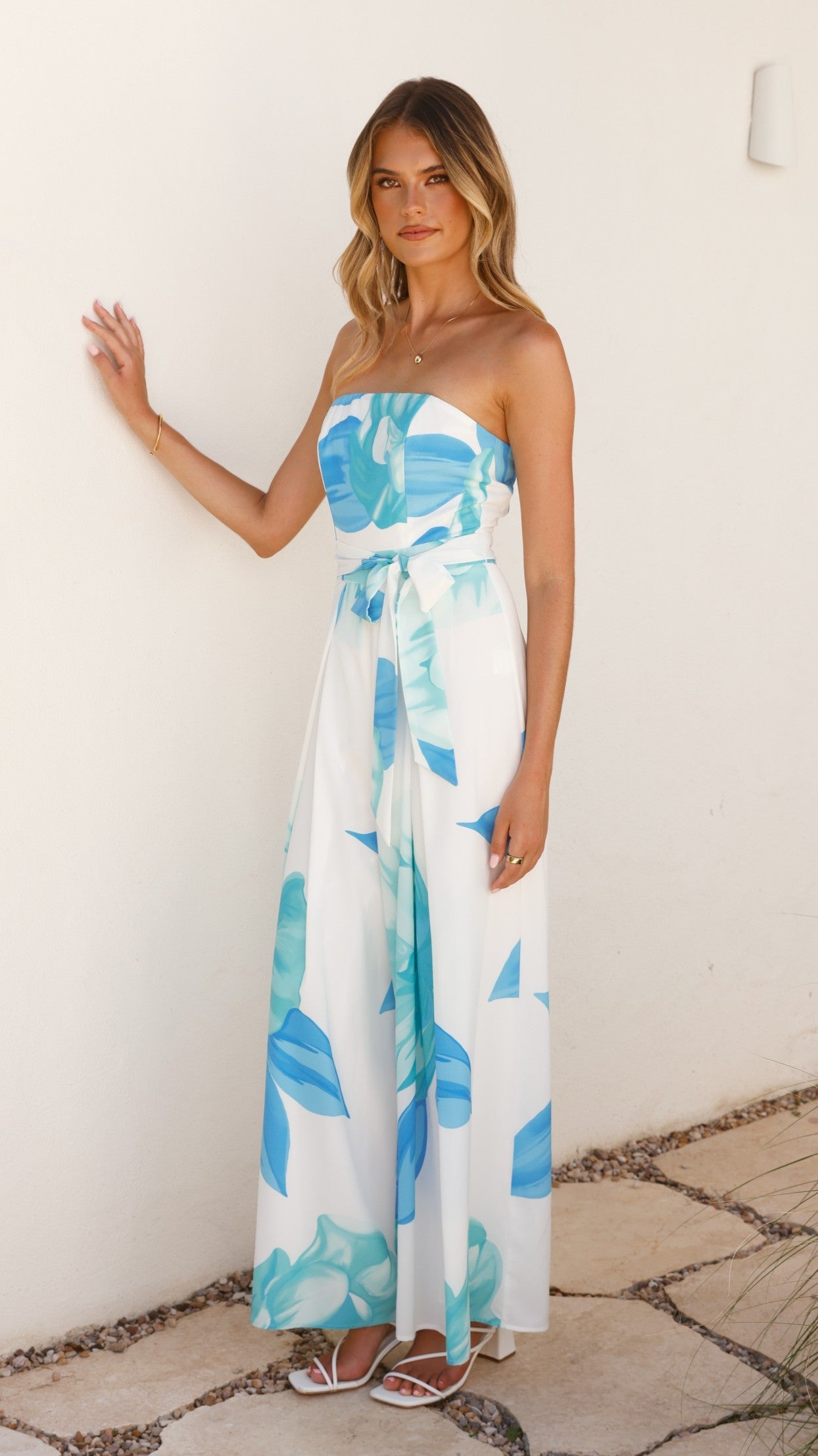 Maisy Strapless Jumpsuit - Blue Teal