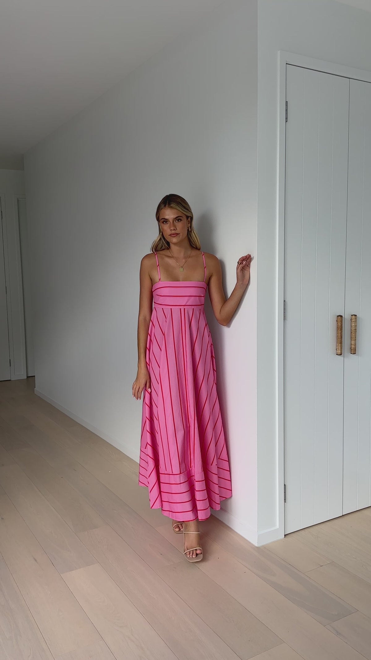 Kaethe Maxi Dress - Pink / Red Stripe