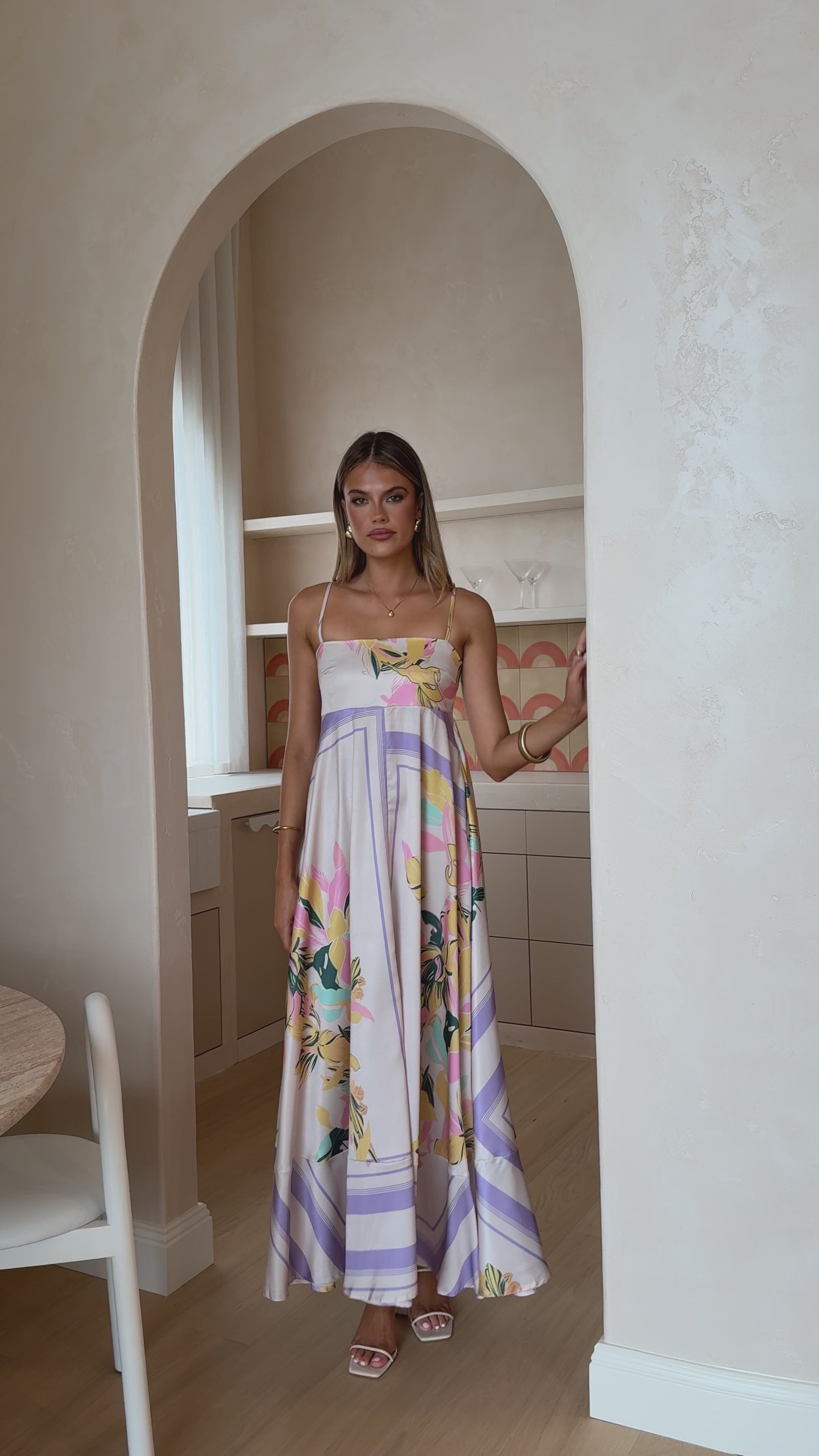 Kaethe Maxi Dress - Beige/Lilac