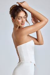 Effie-Strapless Lace-Up Satin Corset in Ivory