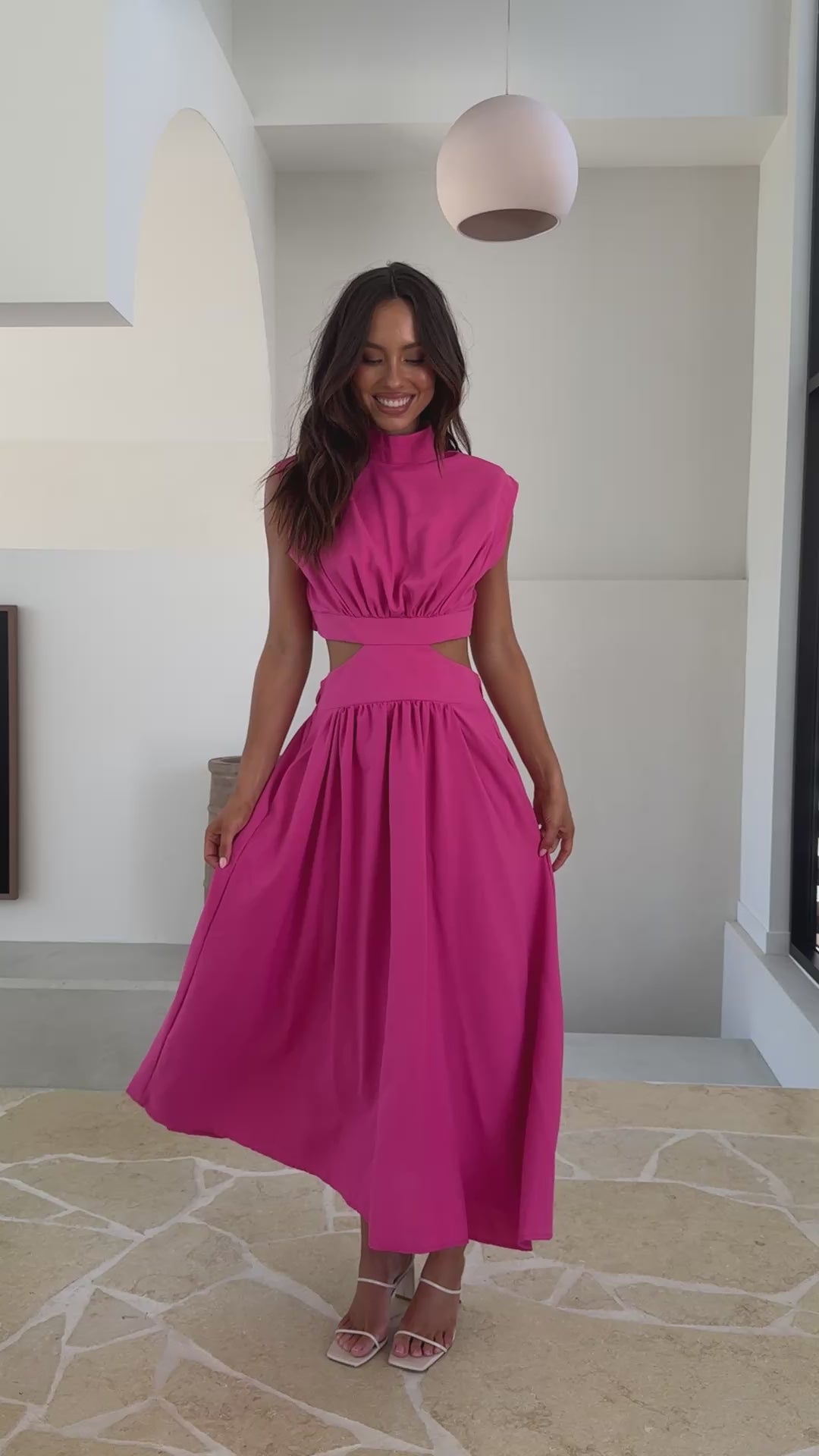 Maddison Midi Dress - Hot Pink
