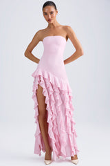 Diletta-Ruffle-Trim Strapless Gown in Light Pink