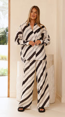 Torrey Button Up Long Sleeve Shirt - Black/Cream