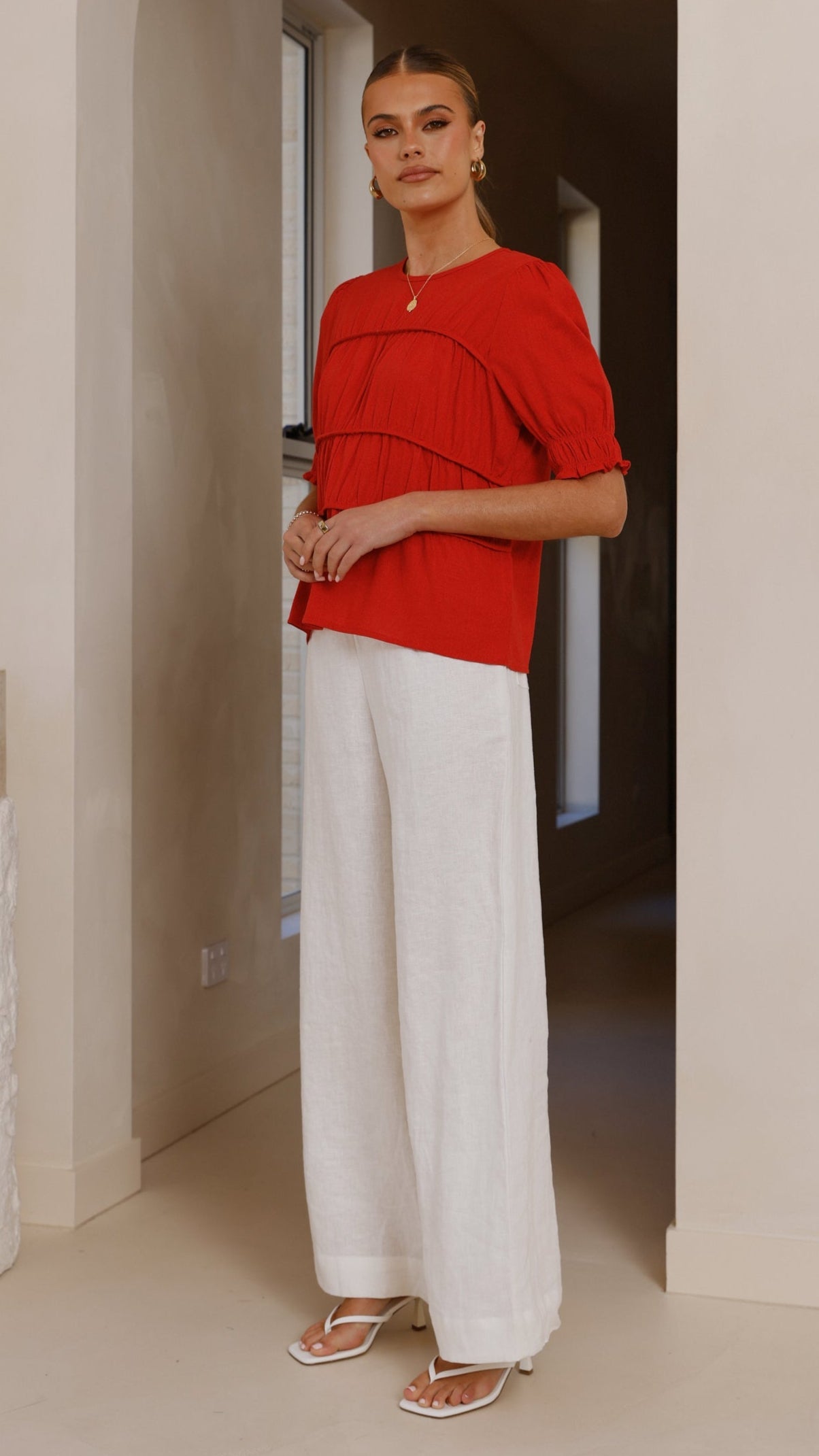 Kai Short Sleeve Top - Red