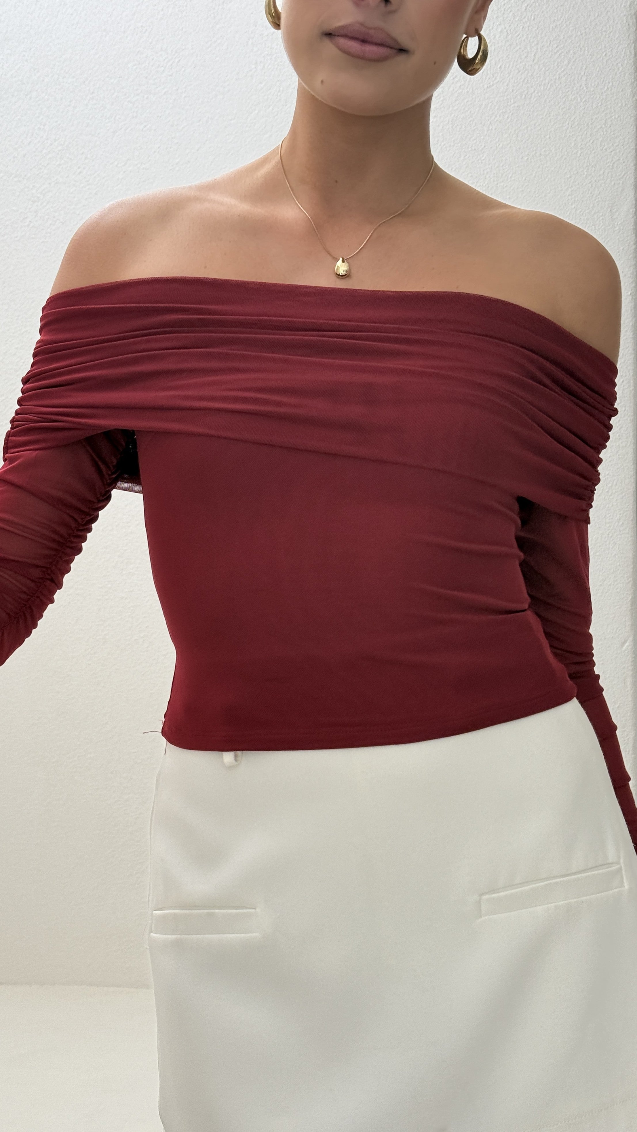 Isadora Off Shoulder Top - Wine