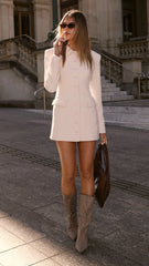 Cheri Long Sleeve Mini Dress - Cream
