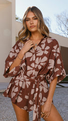 Bailin Playsuit - Brown Daylillies