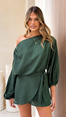 Katara Off Shoulder Top - Emerald Green