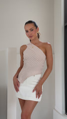 Alyssia One Shoulder Top - Beige