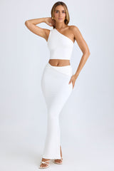 Lena-Modal Twist-Front Maxi Skirt in White