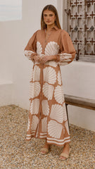 Cheyenne Long Sleeve Maxi Dress - Siena