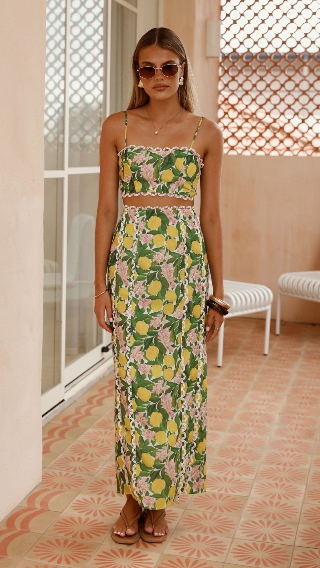 Nova Maxi Skirt - Lemon Print