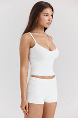 White Summer Knit Hot Pants