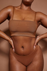 Intimates-Soft Mesh Bandeau Bra in Almond