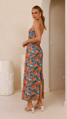 Carlia Midi Dress - Orange Print