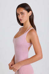 Stretch Cotton Jersey Layered Crossback Bodysuit in Mauve