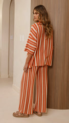 Layla Knit Wide Leg Pants - Orange