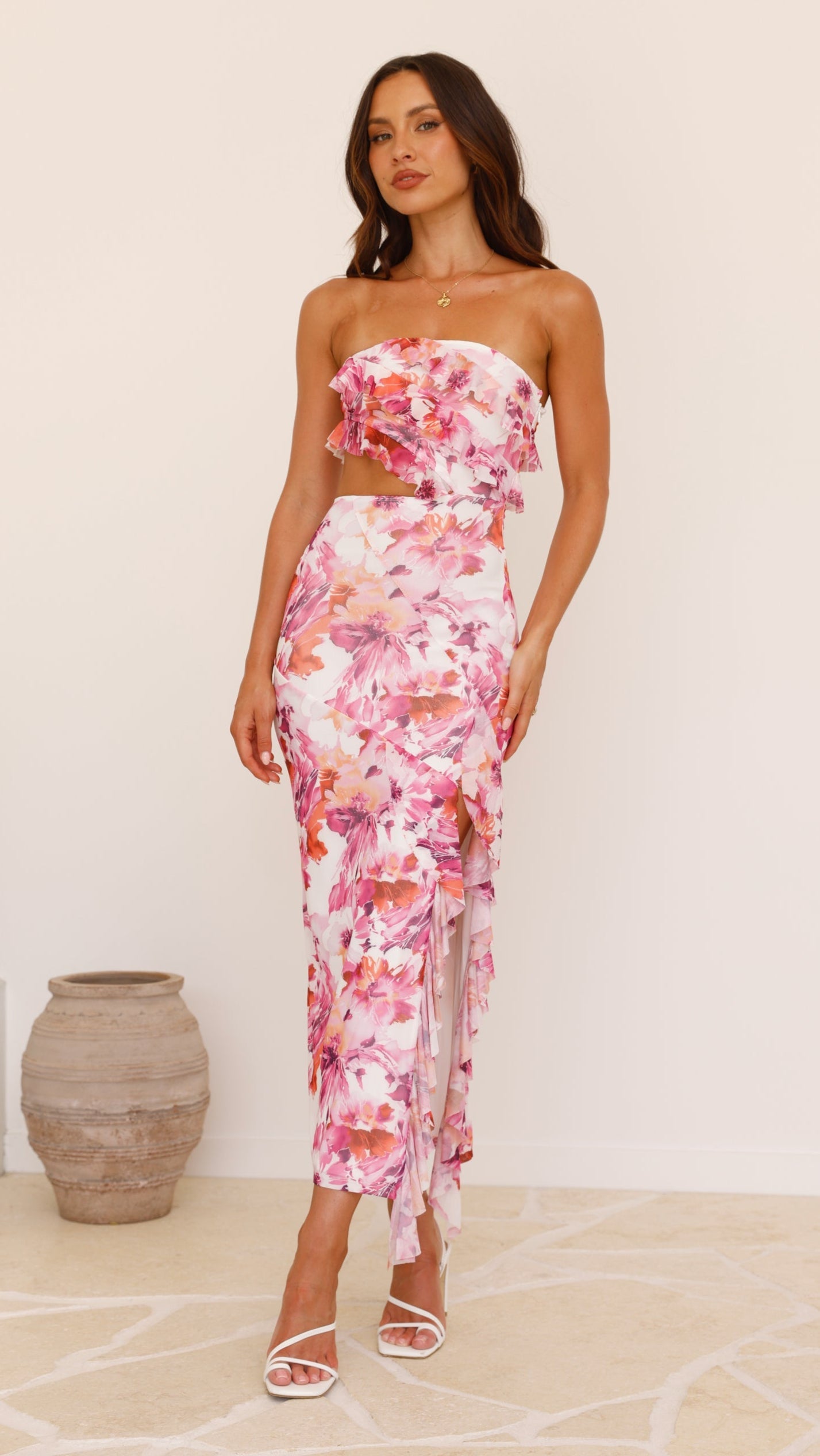 Zinnia Midi Dress - Pink/Purple Floral