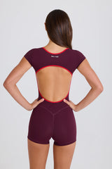 Soft Active Open-Back Unitard in Burgundy