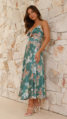 Dreamers Midi Dress - Green Floral