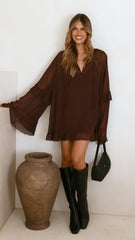Leera Mini Dress - Chocolate