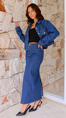 Fiona Denim Maxi Skirt - Indigo