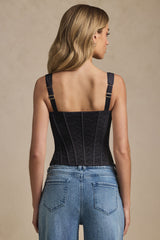 Junia-Underwired Lace Corset Top in Black