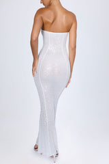 Kinsley-Embellished Cut-Out Bandeau Maxi Dress in White