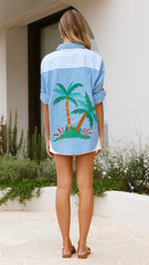 Palm Button Up Shirt - Blue