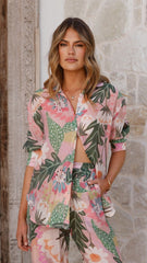 Xiana Button Up Shirt - Tropical Print