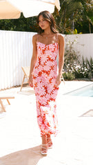 Margie Midi Dress - Pink/Red