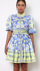 Kalliope Mini Dress - Blue/Yellow