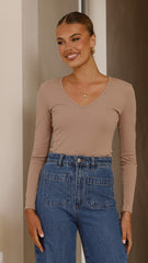 Vienna Long Sleeve Top - Mocha