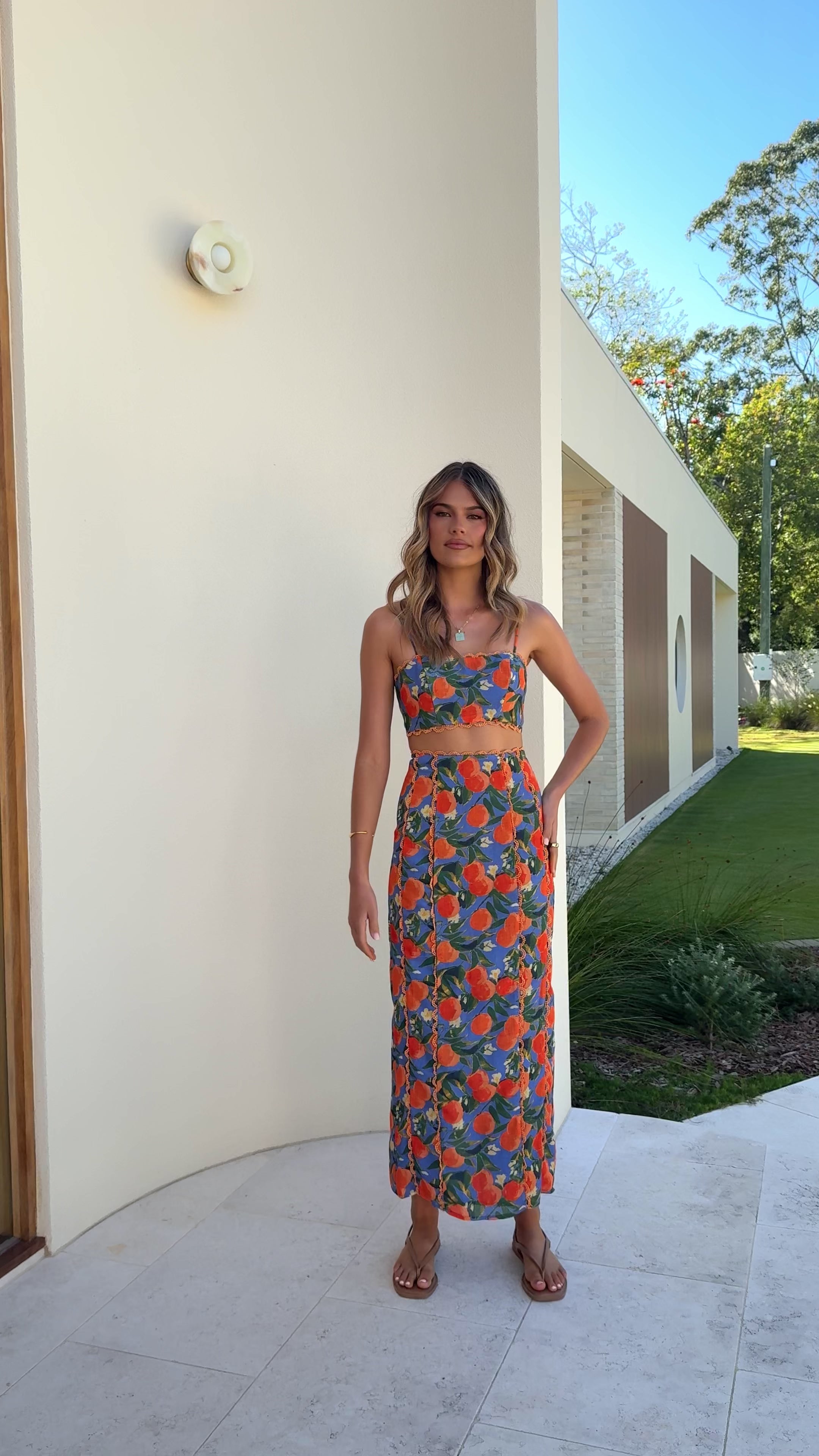 Nova Maxi Skirt - Orange Print