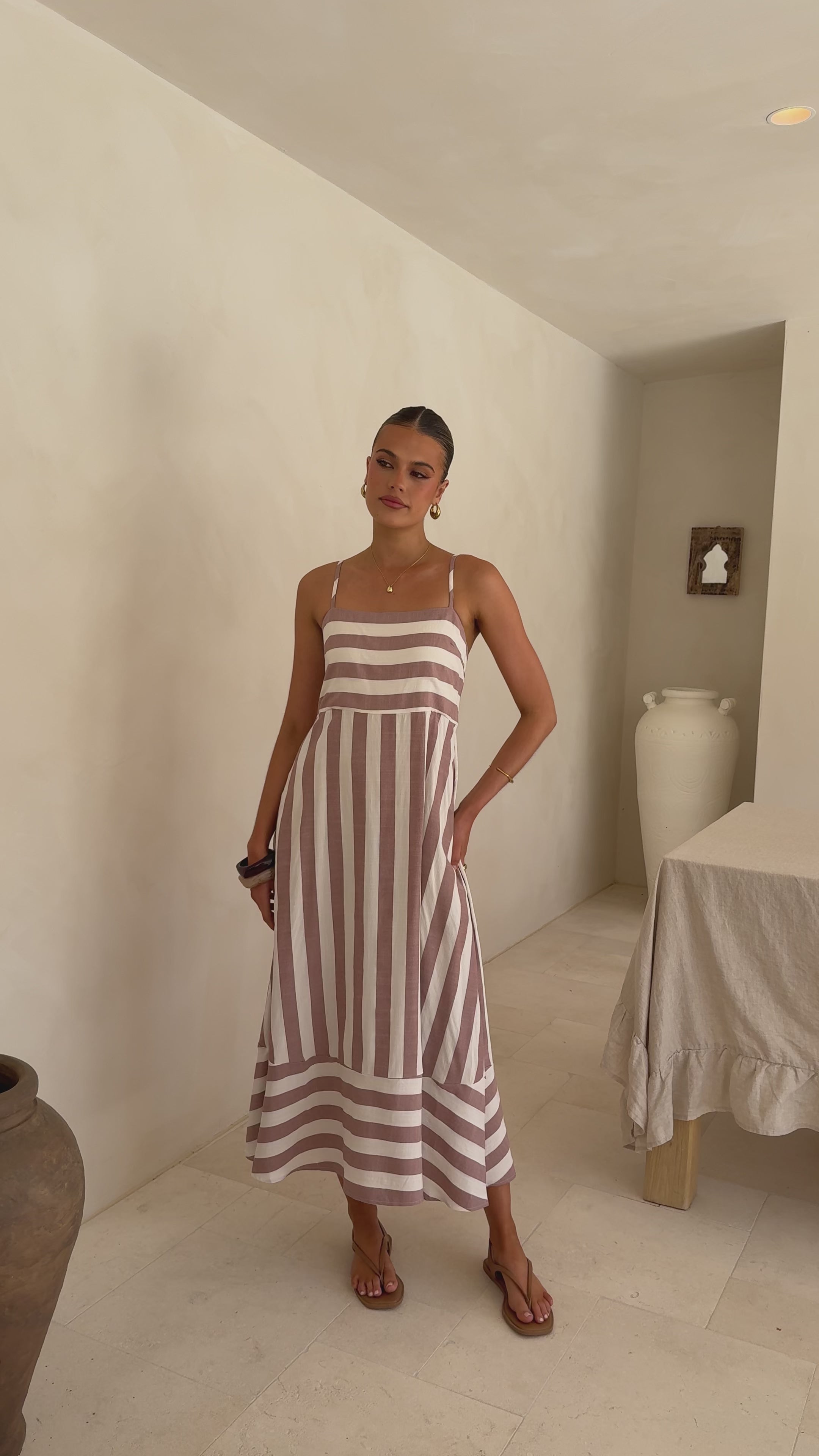 Baylee Midi Dress - Chocolate Stripe