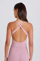 Stretch Cotton Jersey Layered Crossback Bodysuit in Mauve