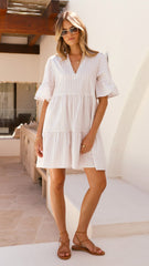 Tarnie Mini Dress - Beige Stripe