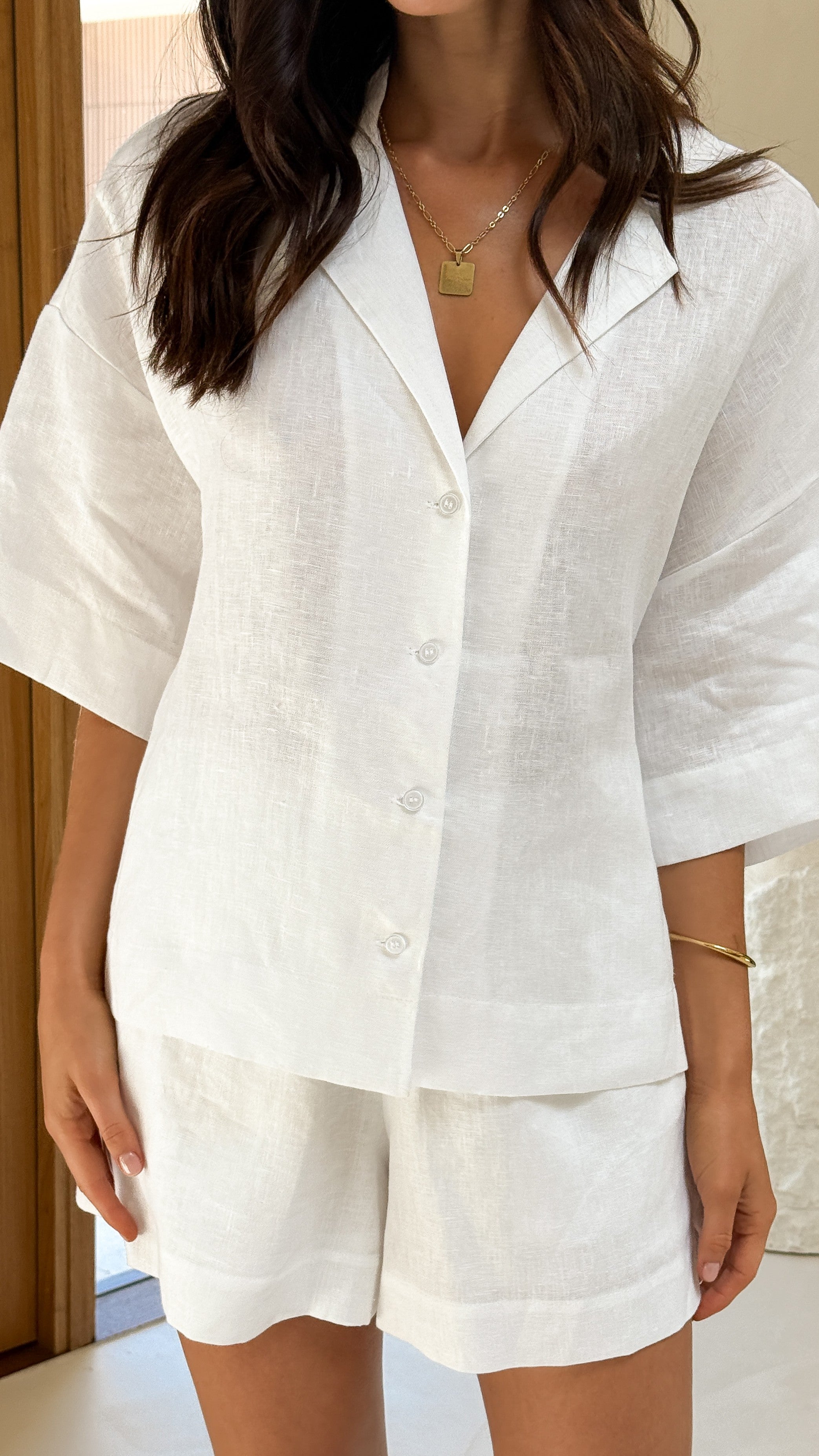 Luna Button Up Shirt - White