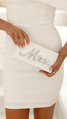 Mrs. Pearla Clutch - White/Silver