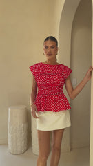 Harmonia Top - Red / White Polka Dot