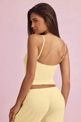 Isalie-Modal Camisole Pyjama Top in Pastel Yellow