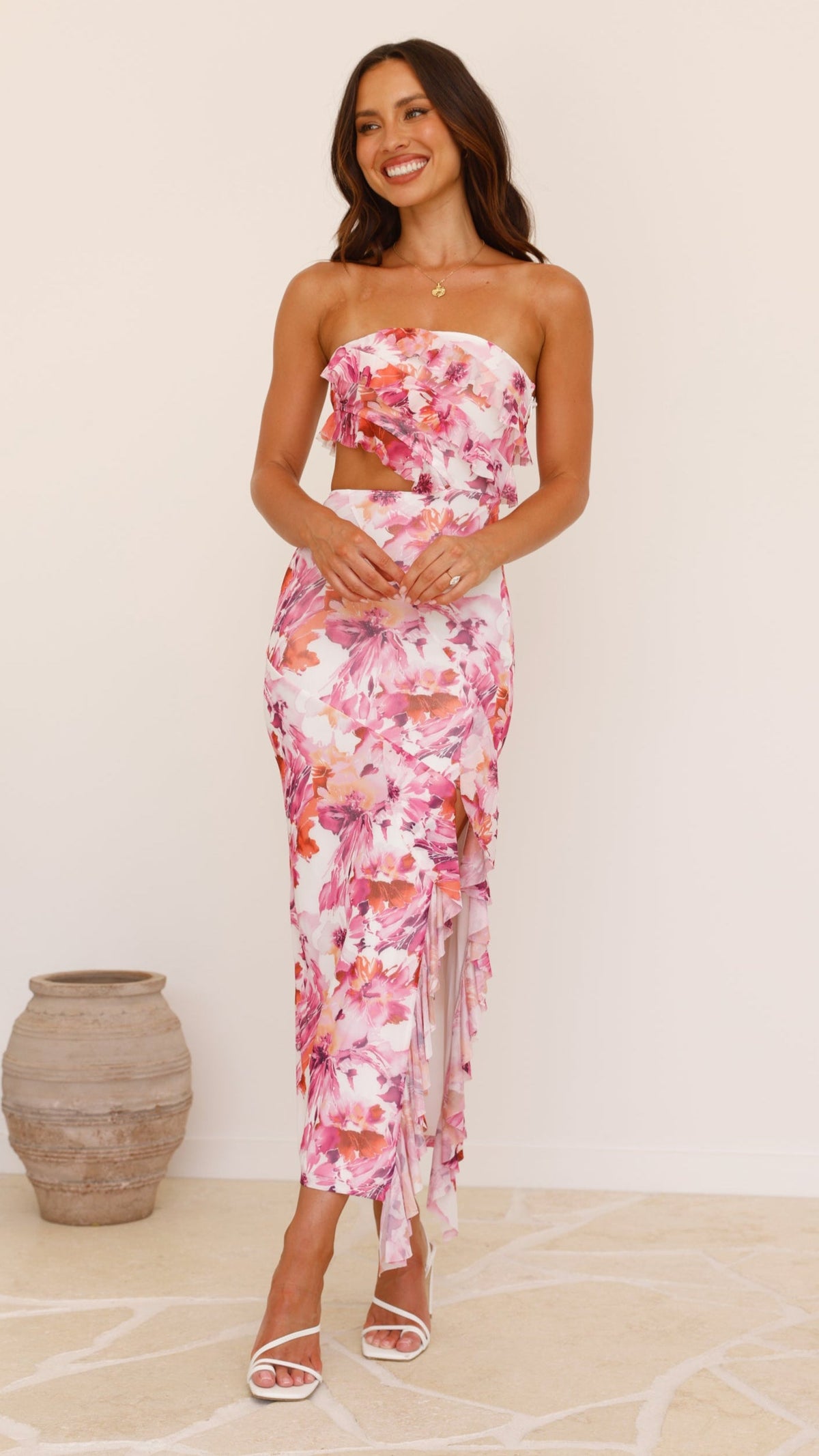 Zinnia Midi Dress - Pink/Purple Floral