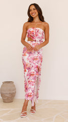 Zinnia Midi Dress - Pink/Purple Floral